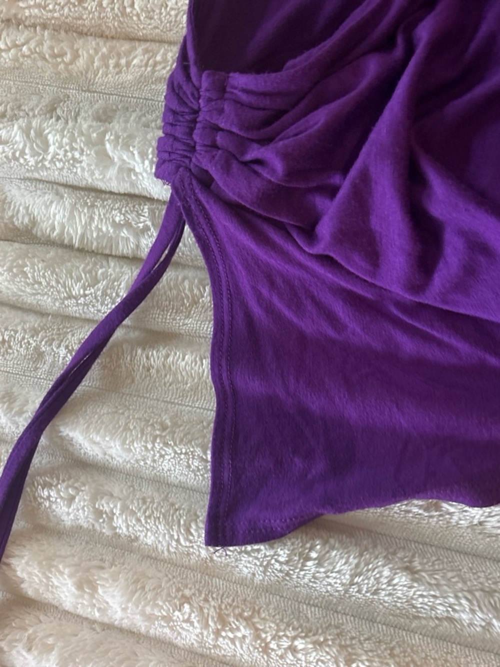 Cache Purple Wrap-Style Mini Dress with Ruching - Picture 3 of 3